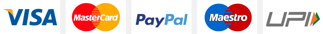 Accepted Payment Methods: VISA, MasterCard, PayPal, Maestro, UPI
